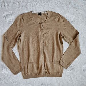 Talbots Womens Pima Cotton Camel Color Long Sleeve Cardigan Medium
